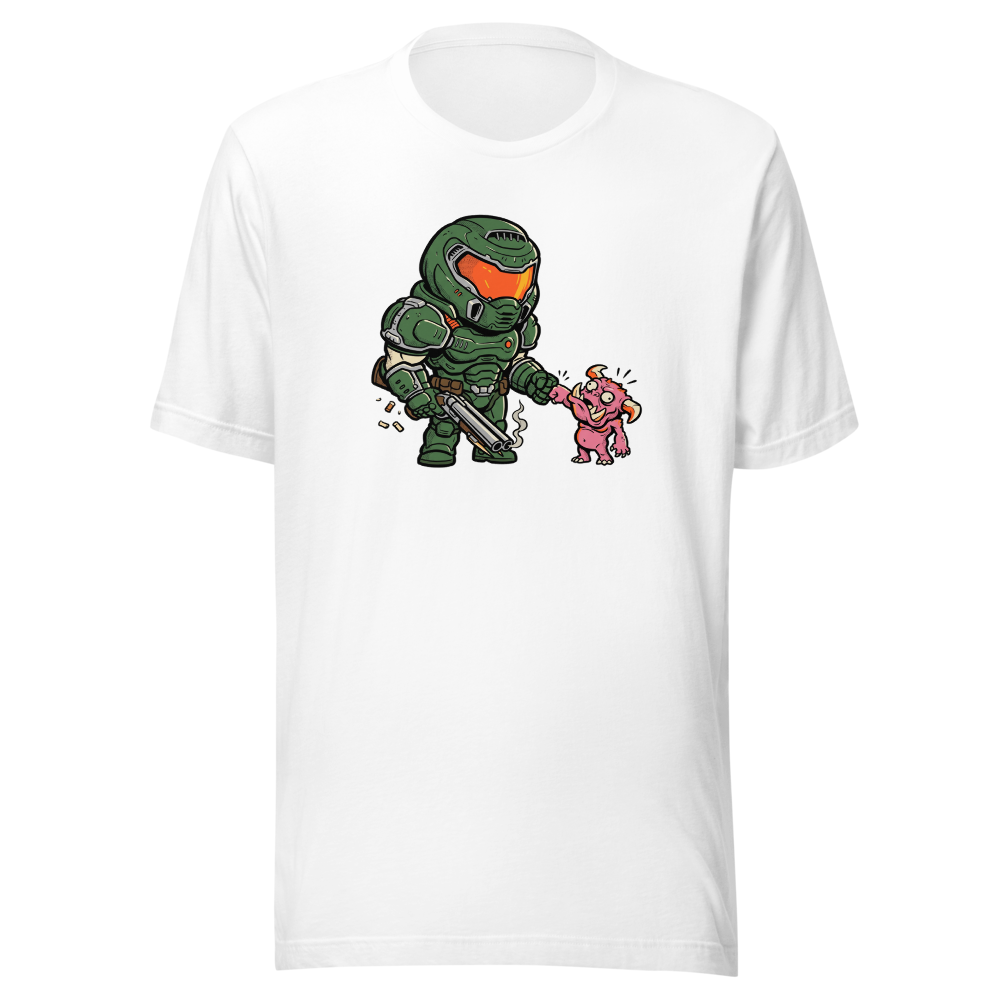 Demon Slayer Fist Bump Retro FPS Comic Tee — white front view