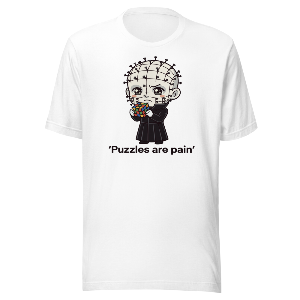 Chibi Puzzle Demon Cute Horror Parody Tee — white front view