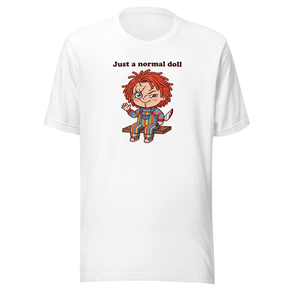 Just A Normal Doll Kawaii Killer Toy Horror Tee — white front view