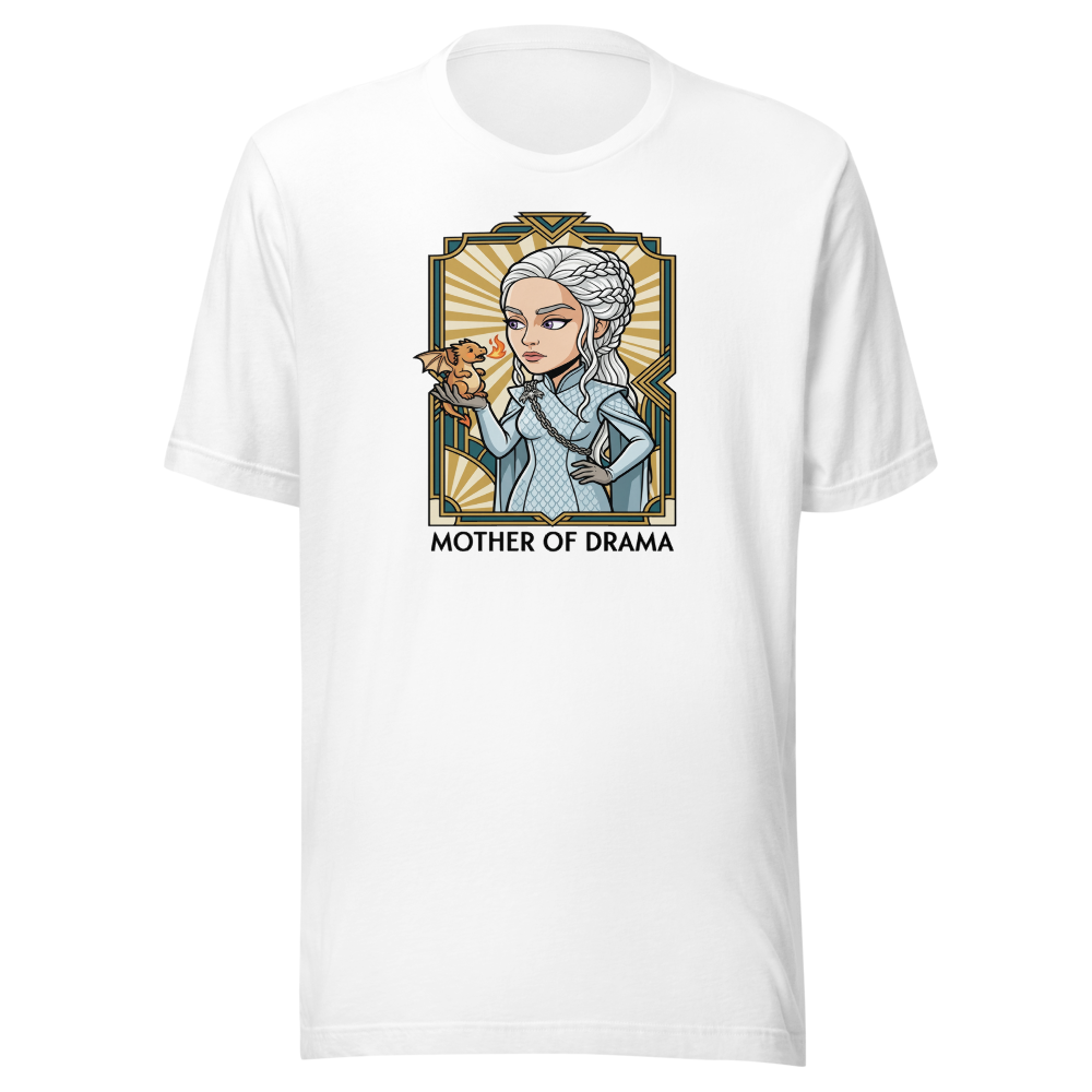 Mother of Drama Silver Queen Dragon Deco Tee — white front view