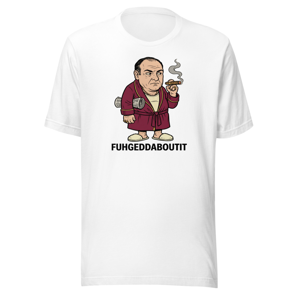 Bathrobe Mob Boss Morning Newspaper Cigar Tee — white front view