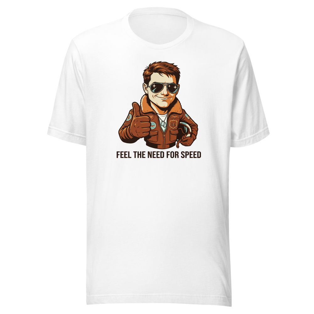Retro Naval Aviator Need For Speed Travel Poster Tee — white front view