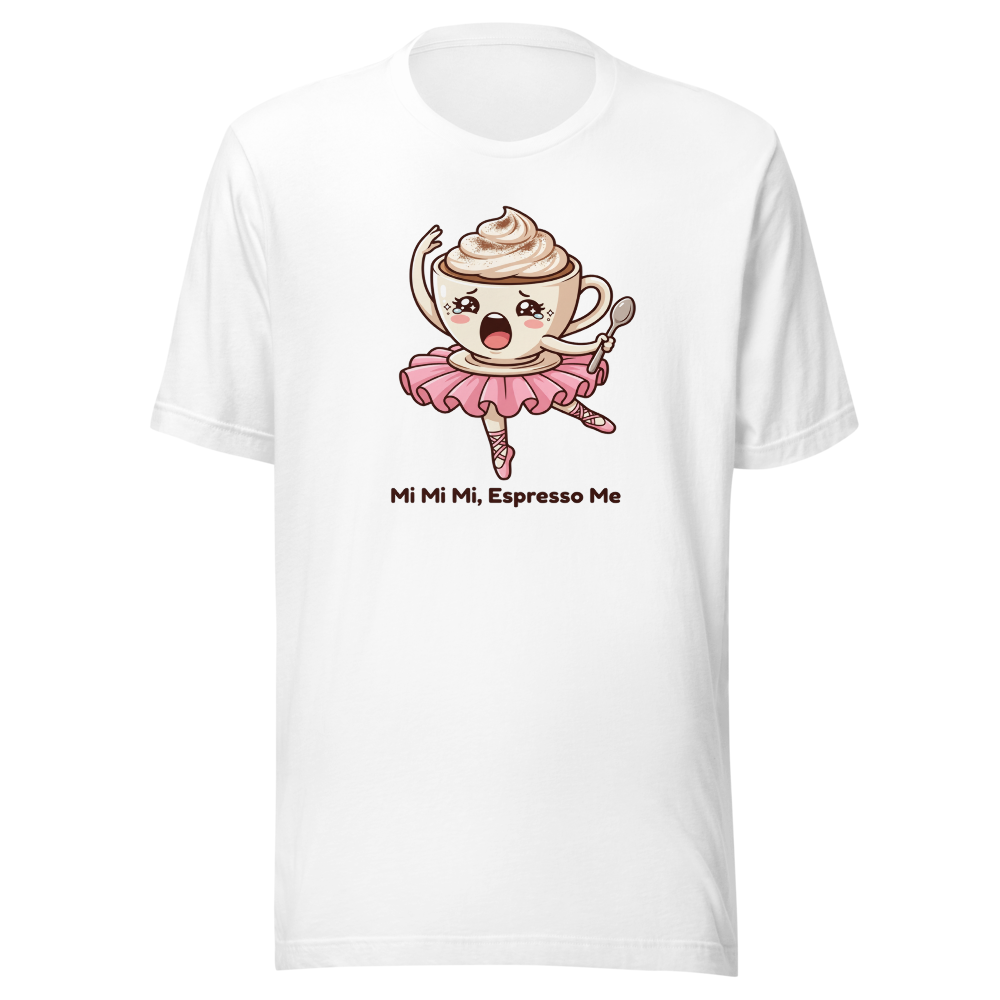 Mi Mi Mi Espresso Me Chibi Coffee Ballerina Tee — white front view