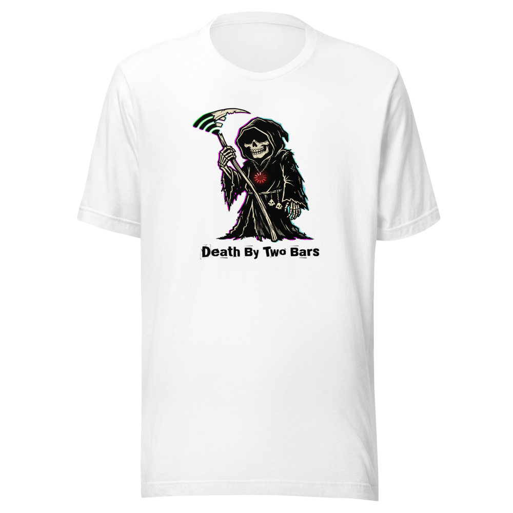 Death By Two Bars Wi-Fi Reaper Punk Gamer Tee — white front view
