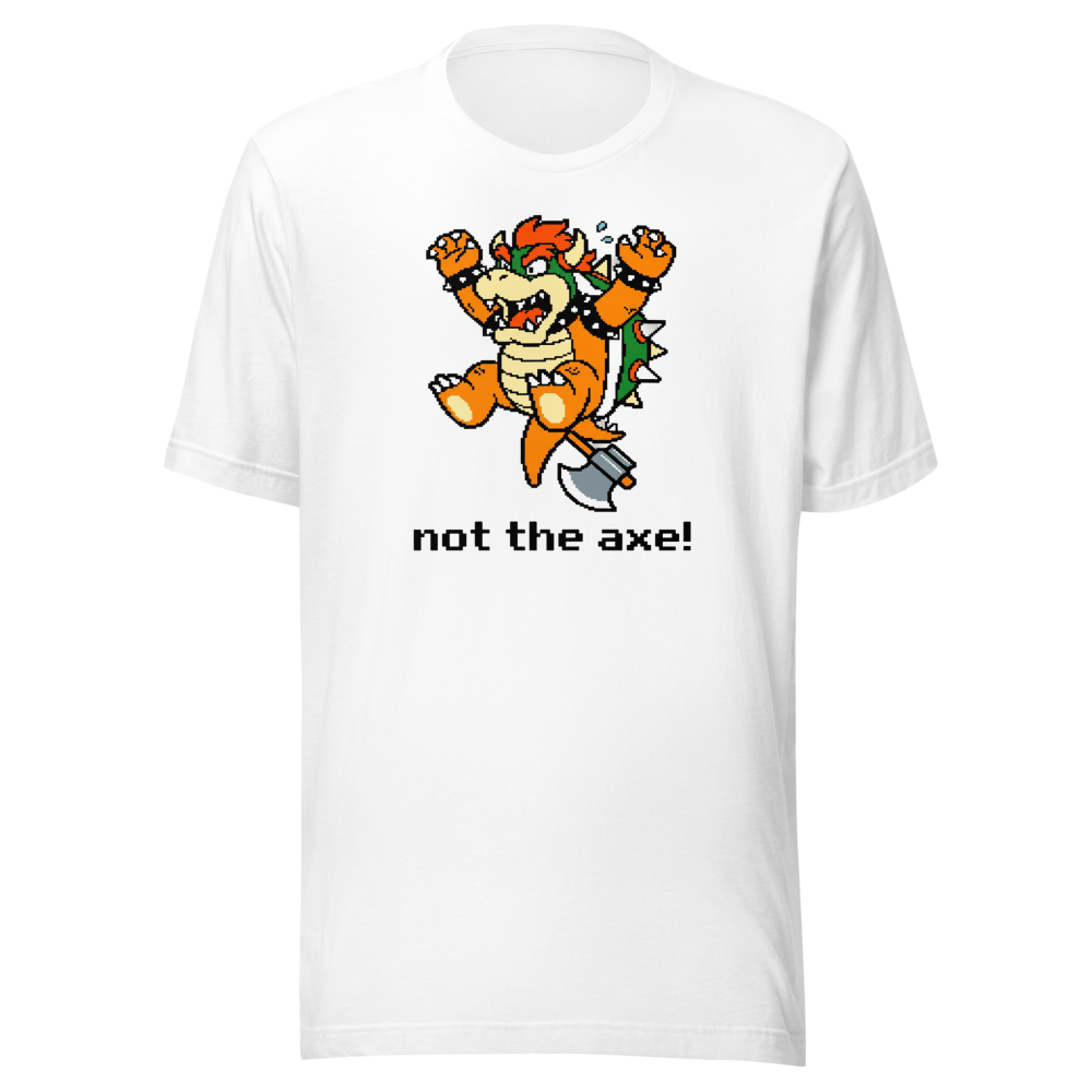 Not The Axe Pixel Boss Retro Gamer Tee — white front view
