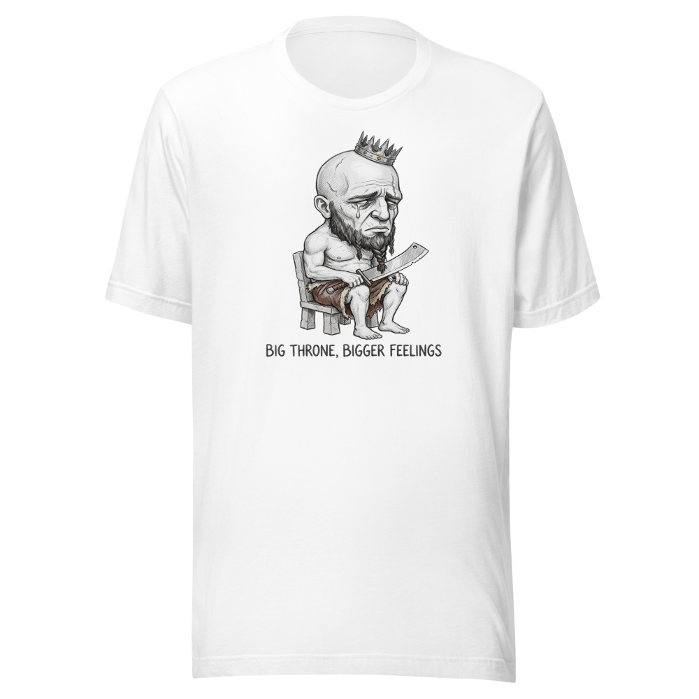 Sad Giant King Tiny Throne Sketch Tee — white front view