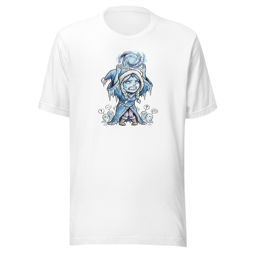 Shivering Ice Mage Solo Ult MOBA Watercolor Tee — white front view
