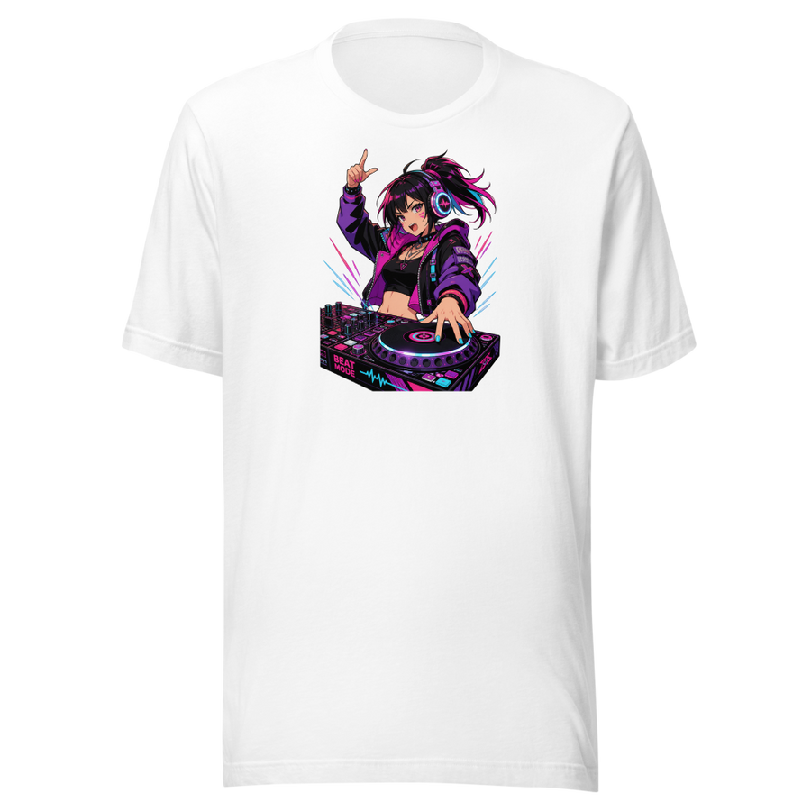 T-shirt Fille Platine Anime Synthwave Neon