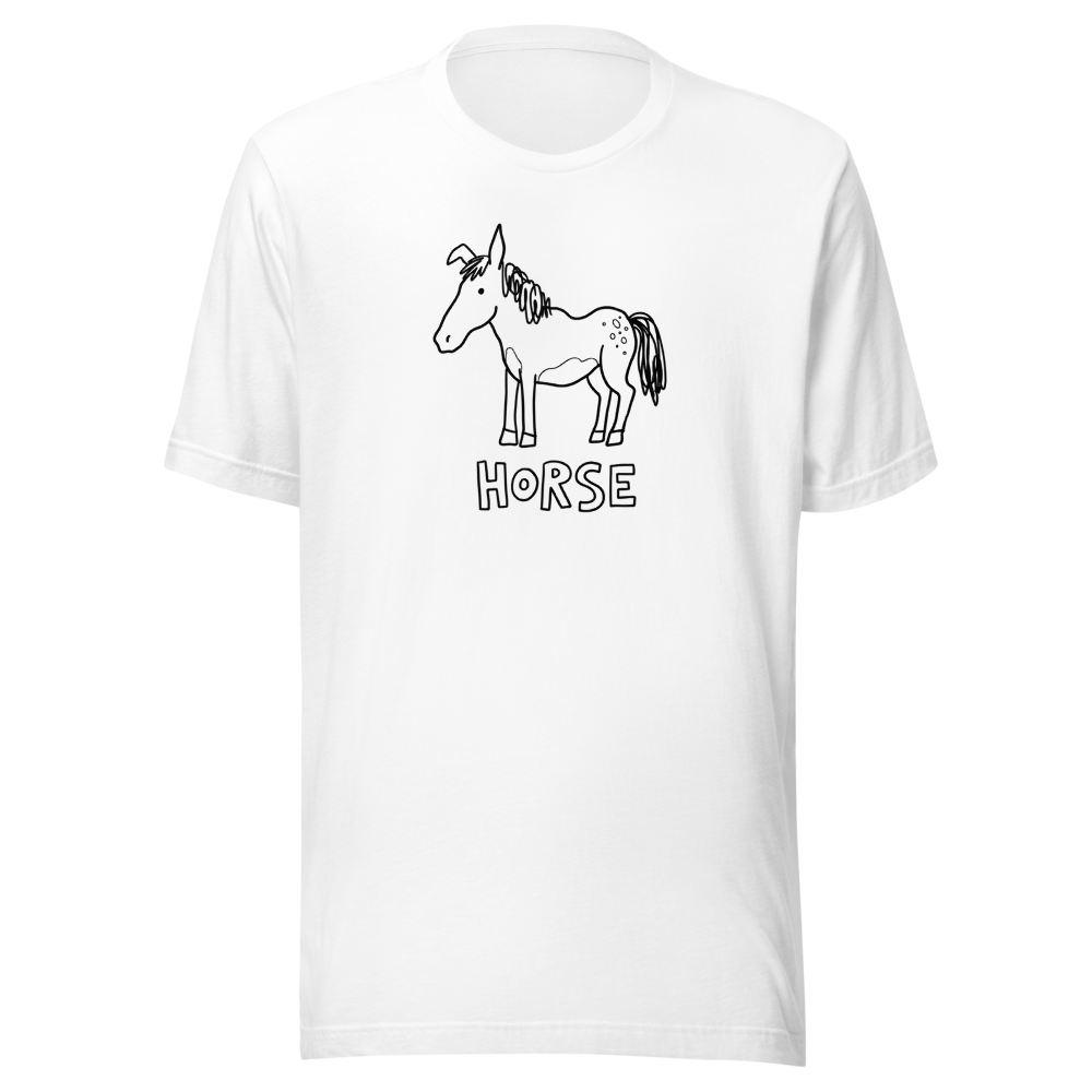 Wonky Barnyard Doodle Crayon Art Funny Tee — Premium Tee — white front view