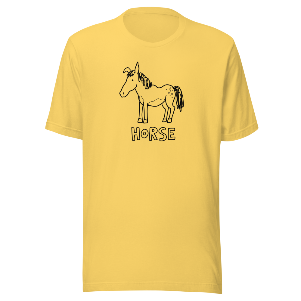Wonky Barnyard Doodle Crayon Art Funny Tee â€” Yellow front view