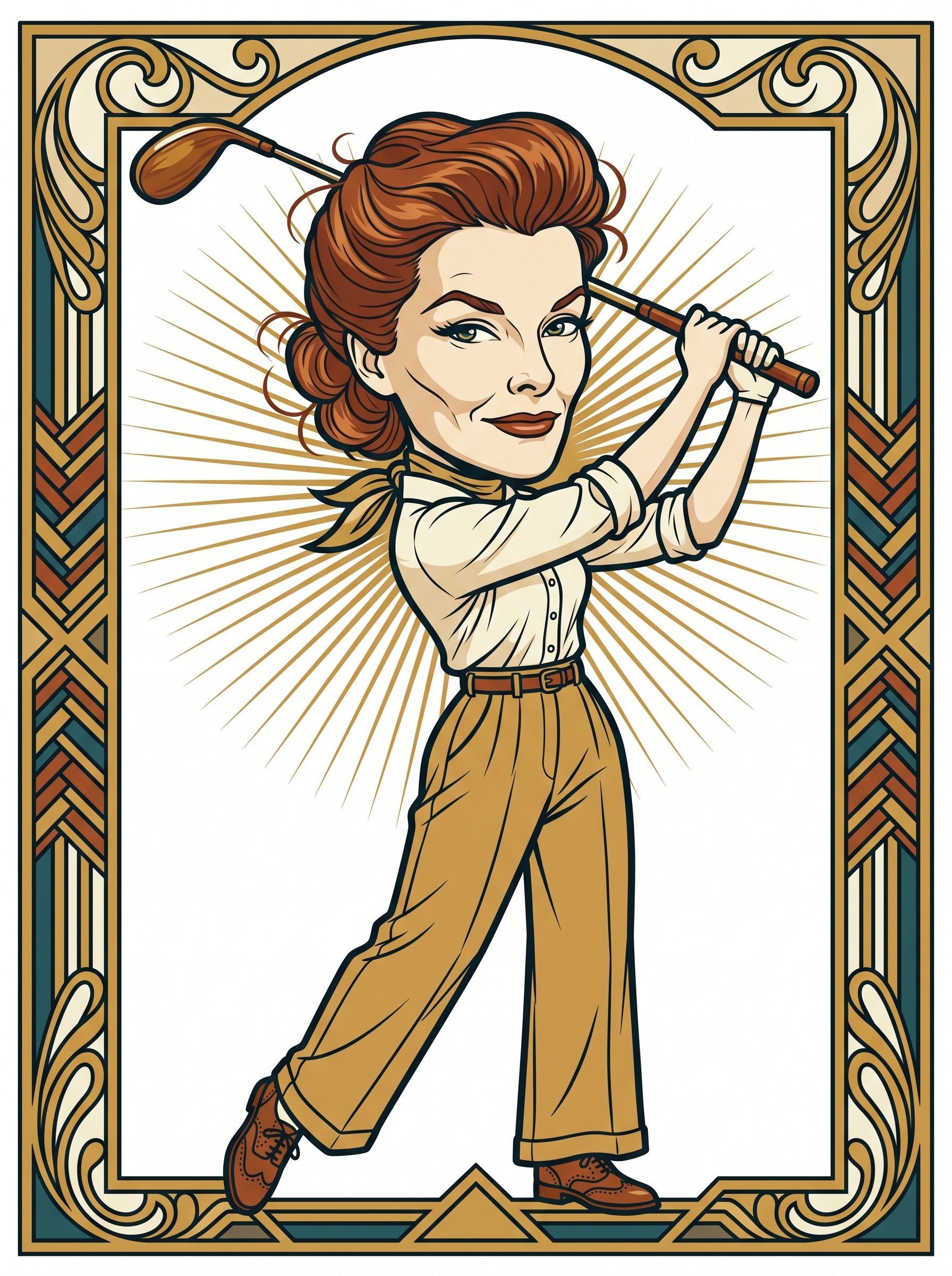 Jazz Age Golf Champion Art Deco Caricature Tee