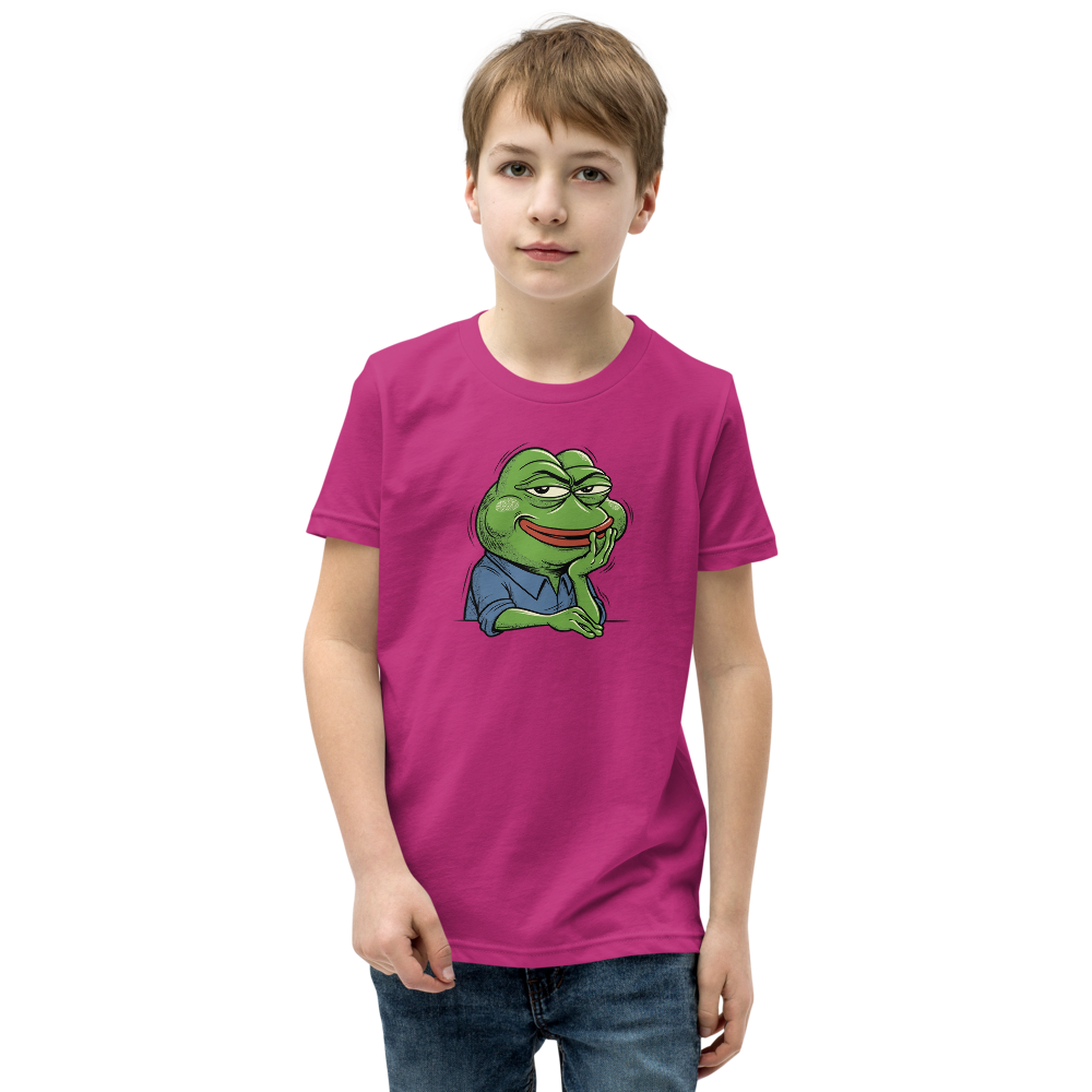 Smug Manga Frog Chin Rest Meme Graphic T-Shirt — berry front view