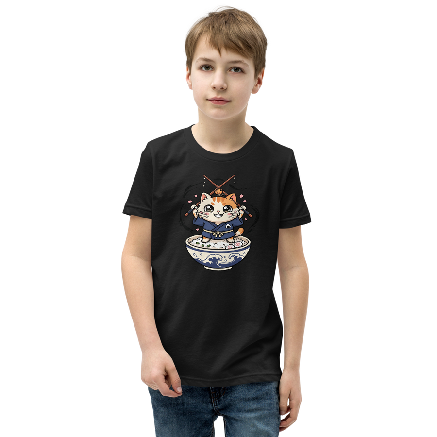 Chibi Ronin Chef Cat Chopstick Katana Anime Tee