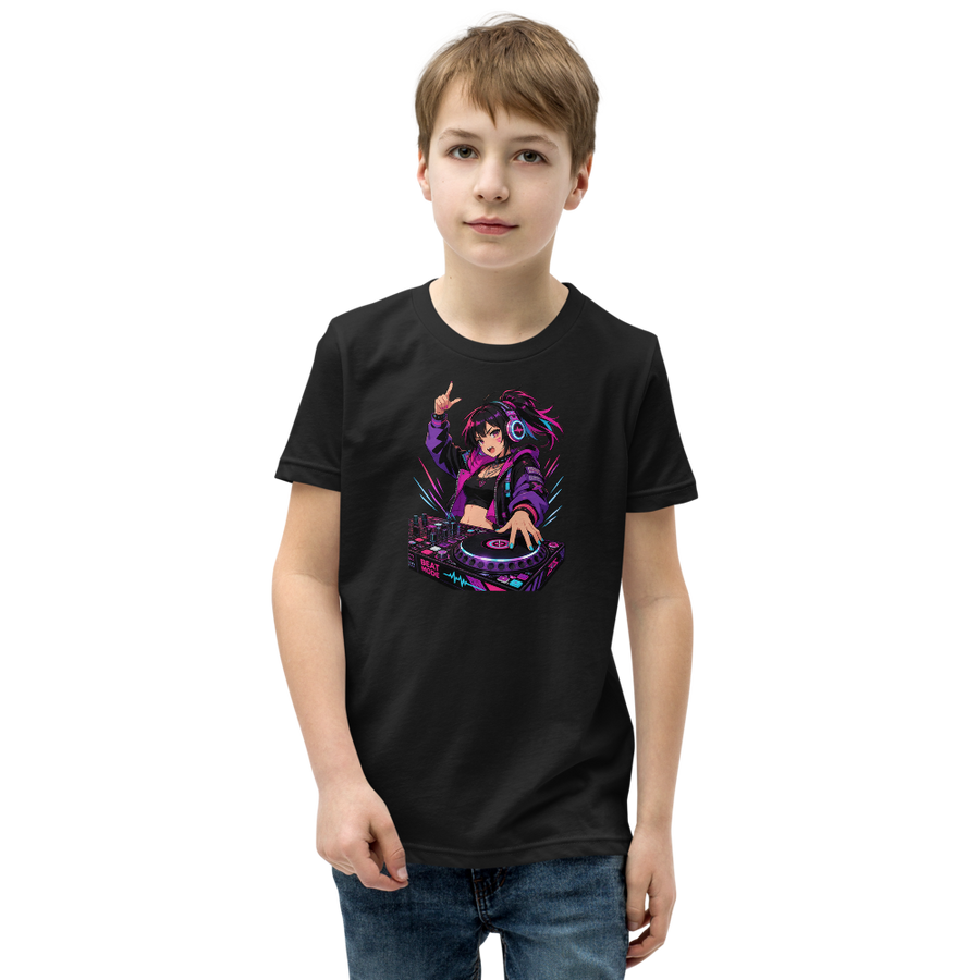 Anime Turntable Girl Synthwave Neon Drop Tee