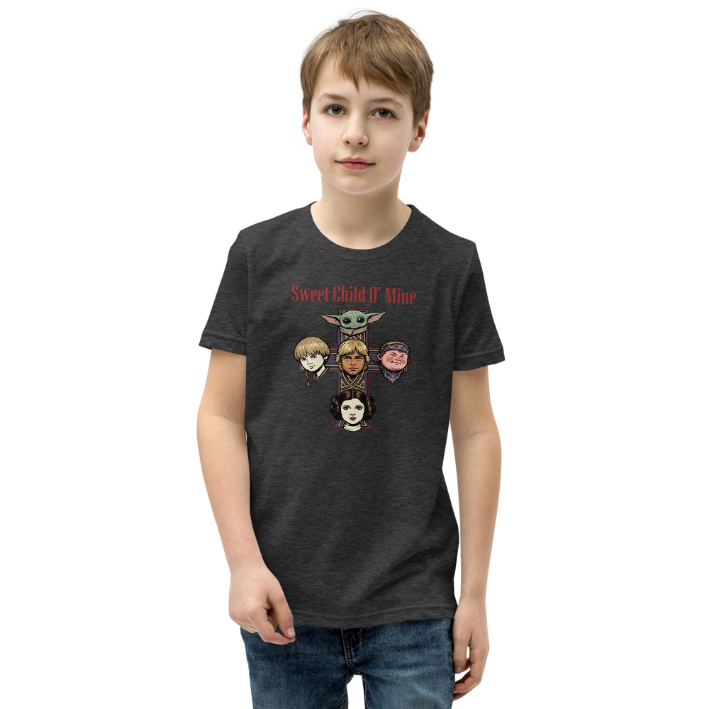 Sweet Child Sci-Fi Rock Cross album Parody Tee — dark grey heather front view