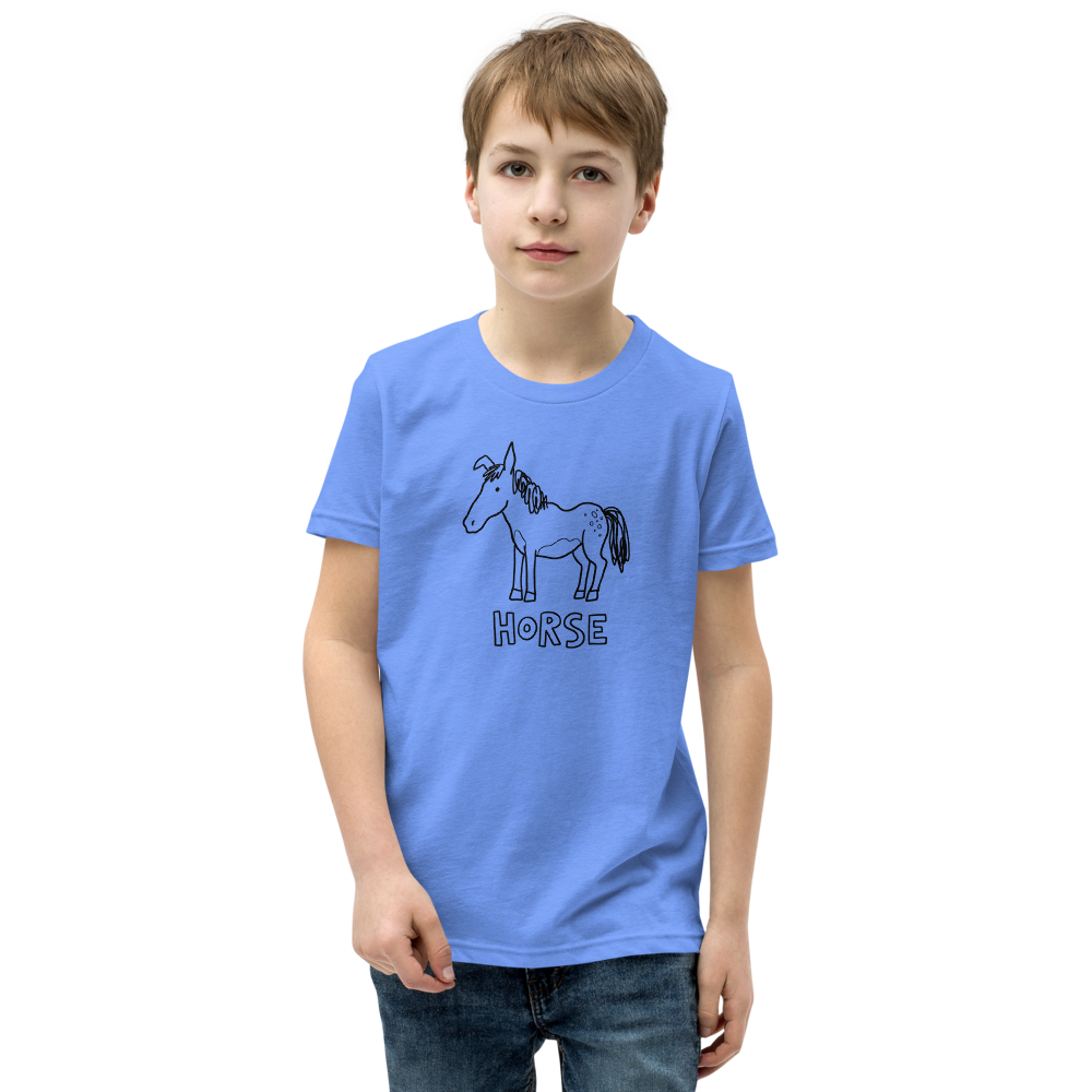 Wonky Barnyard Doodle Crayon Art Funny Tee â€” Heather Columbia Blue front view