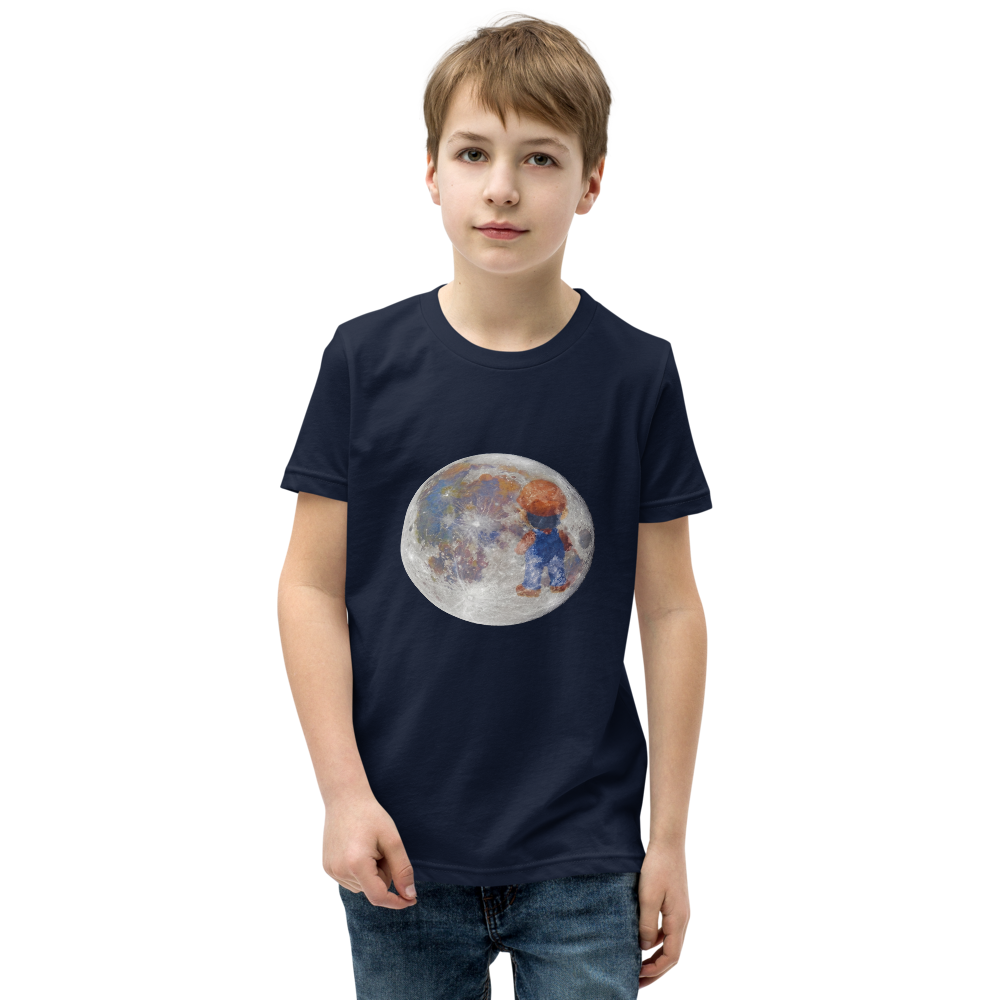 Lunar Plumber Hero Astrophotography Tee — Kids Tee — navy front view