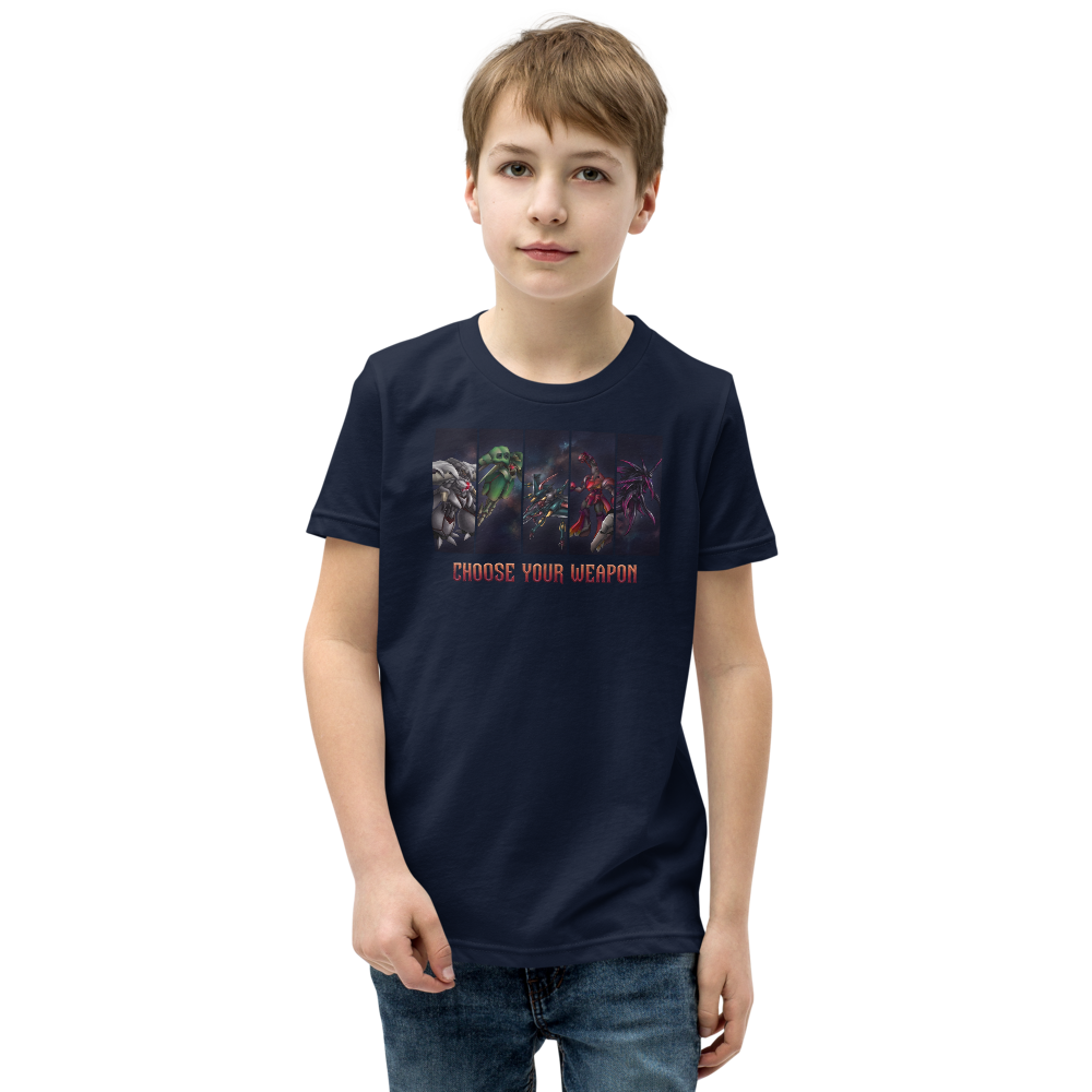 Choose Your Weapon Retro RPG Boss Roster Tee — navy front view