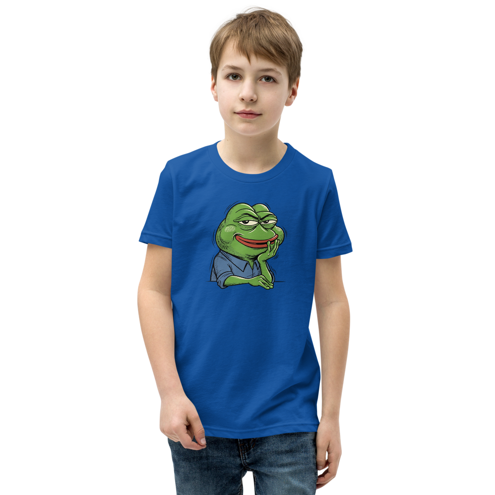 Smug Manga Frog Chin Rest Meme Graphic T-Shirt — true royal front view