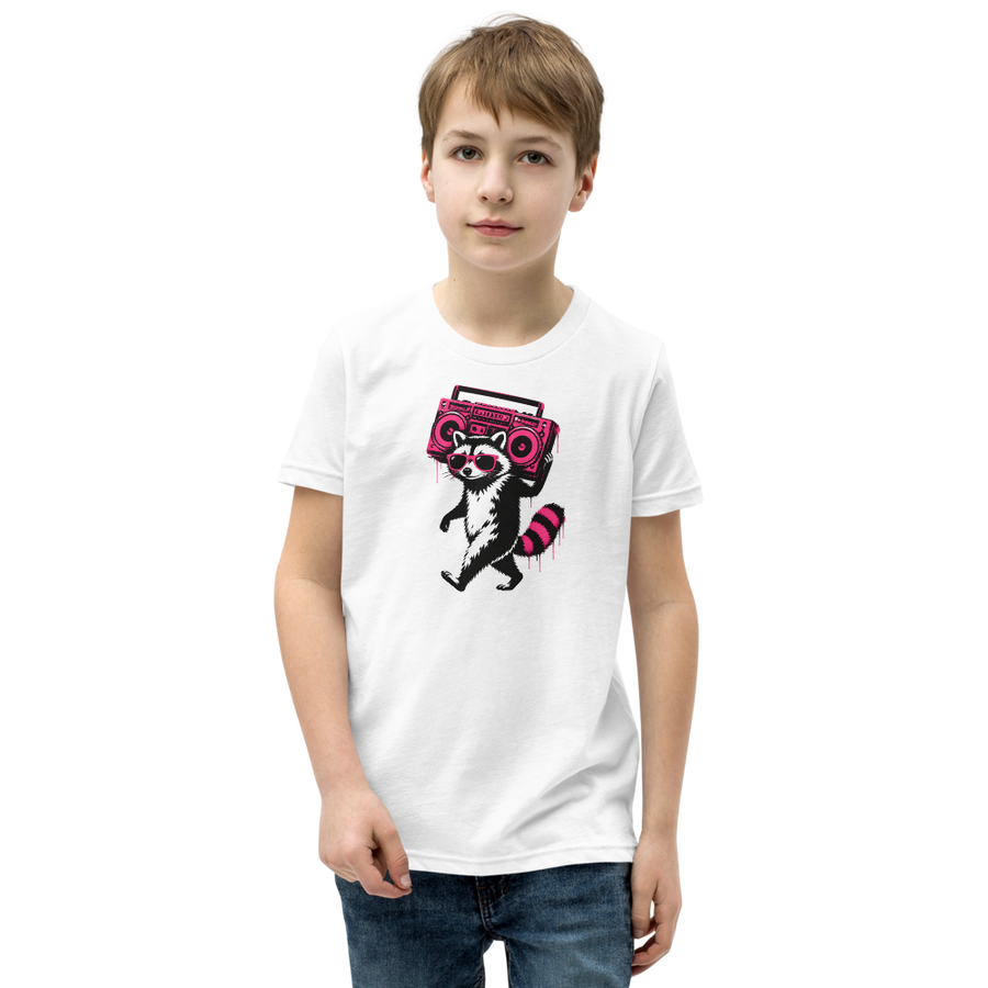Stencil Raccoon With Boombox Street Art Tee