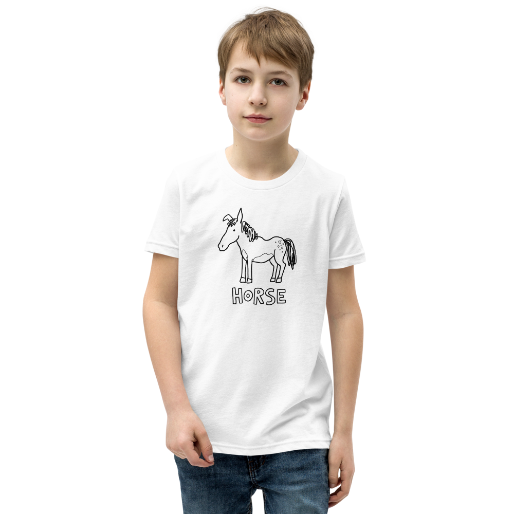 Wonky Barnyard Doodle Crayon Art Funny Tee — Kids Tee — white front view
